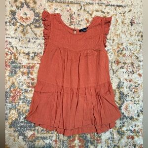 AE Orange Flutter Sleeve Tiered Babydoll Blouse